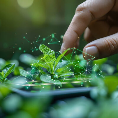 Close-up of fingers swiping through eco-friendly apps on a smartphone
